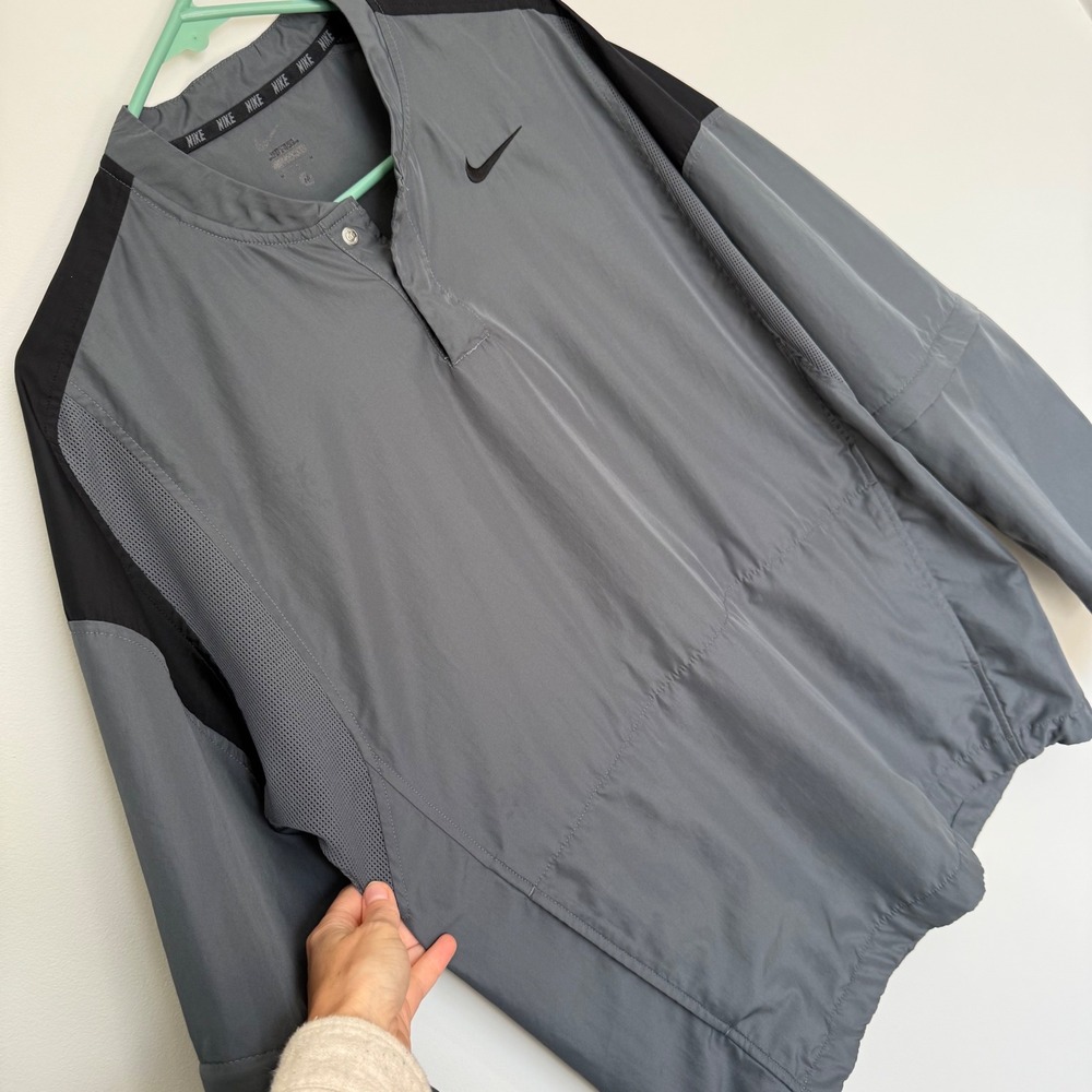 J15 Nike Windbreaker Jacket Convertible Removable Sleeves Vented Gray Black - Picture 3 of 8